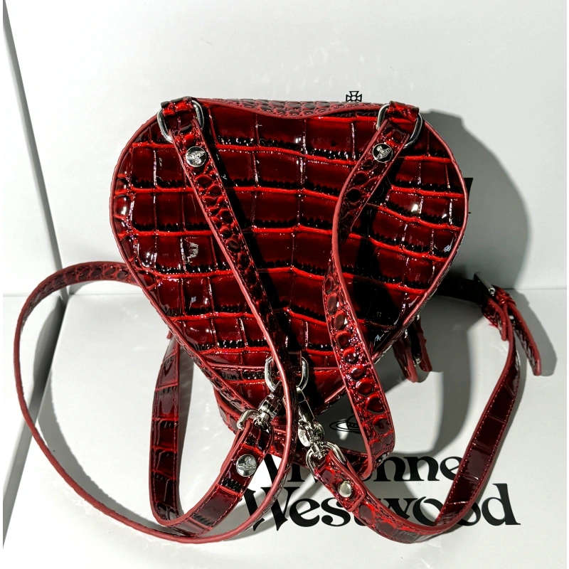 Burgundy large heart plaid bag-box