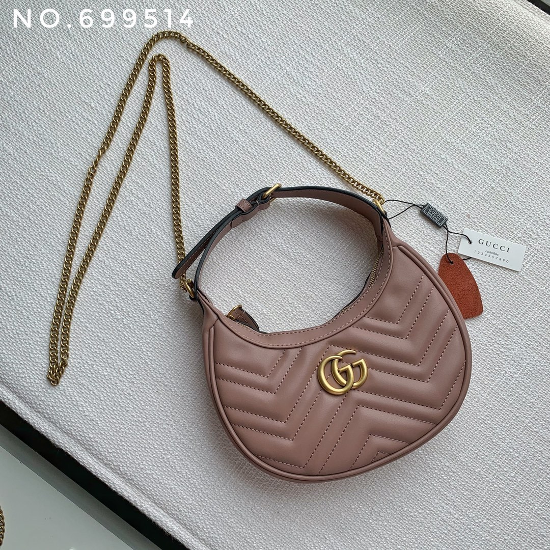 New leather half moon armpit bag, high-end single shoulder hand-held crossbody chain crescent bag-comes with gift box