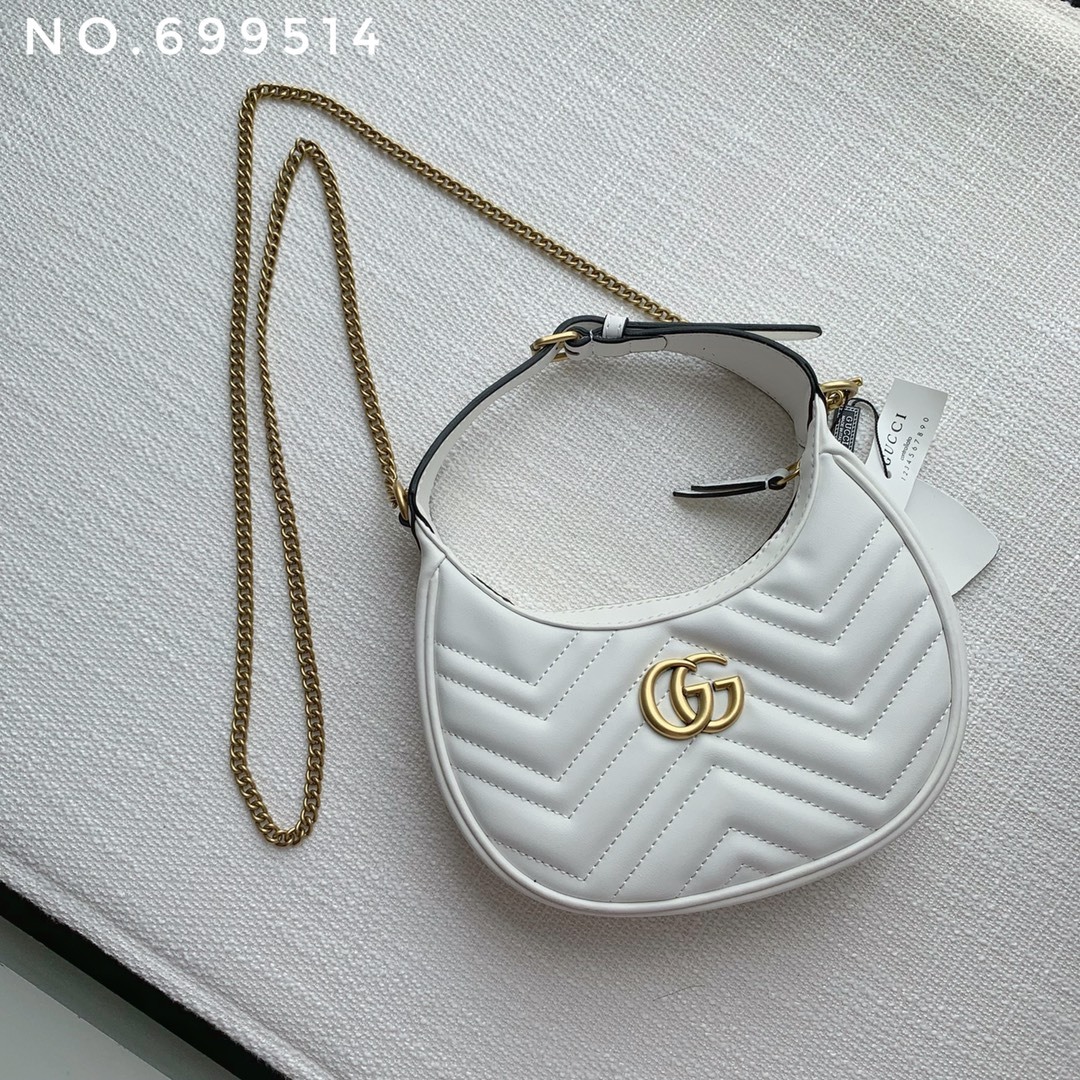 New leather half moon armpit bag, high-end single shoulder hand-held crossbody chain crescent bag-comes with gift box