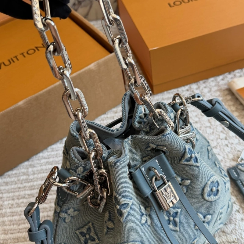Embossed Denim Bucket Bag-box