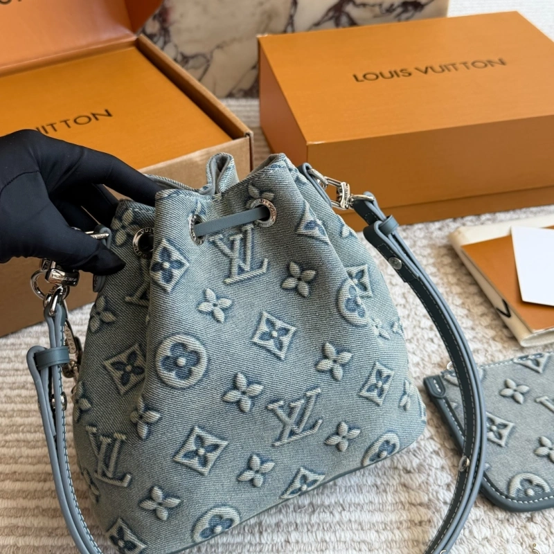 Embossed Denim Bucket Bag-box
