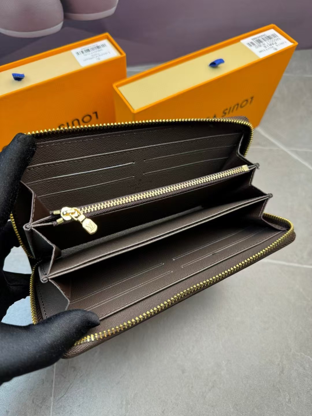 New Women’s Bag, Old Flower Zipper Wallet, Genuine Leather, Men’s and Women’s Long Handbag-comes with gift box