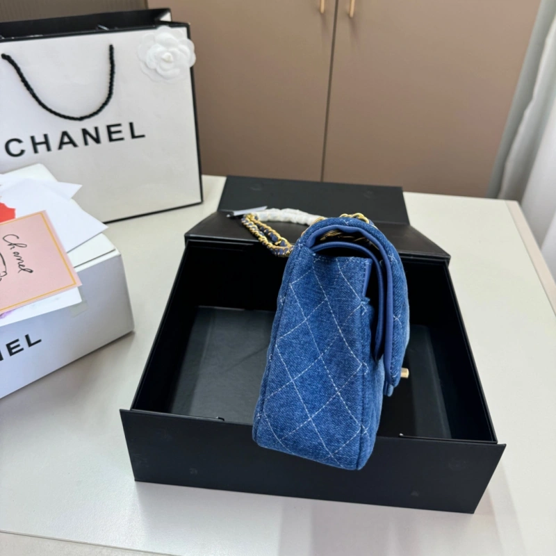 Classic Denim Chain Flap Bag-box
