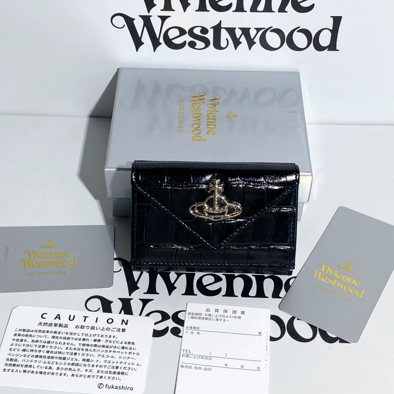 Black crocodile pattern triangle wallet-box