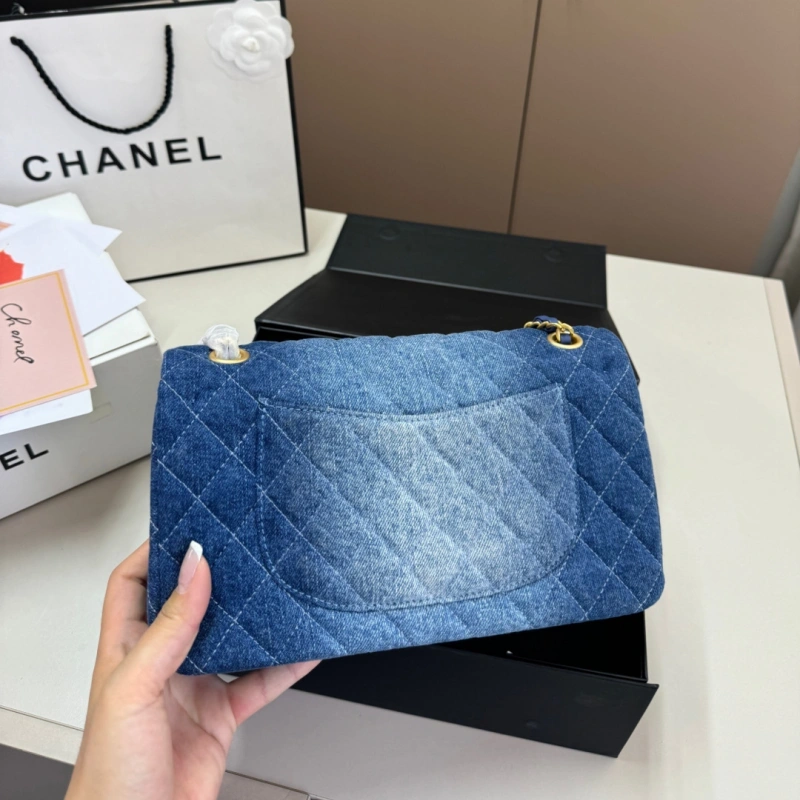 Classic Denim Chain Flap Bag-box
