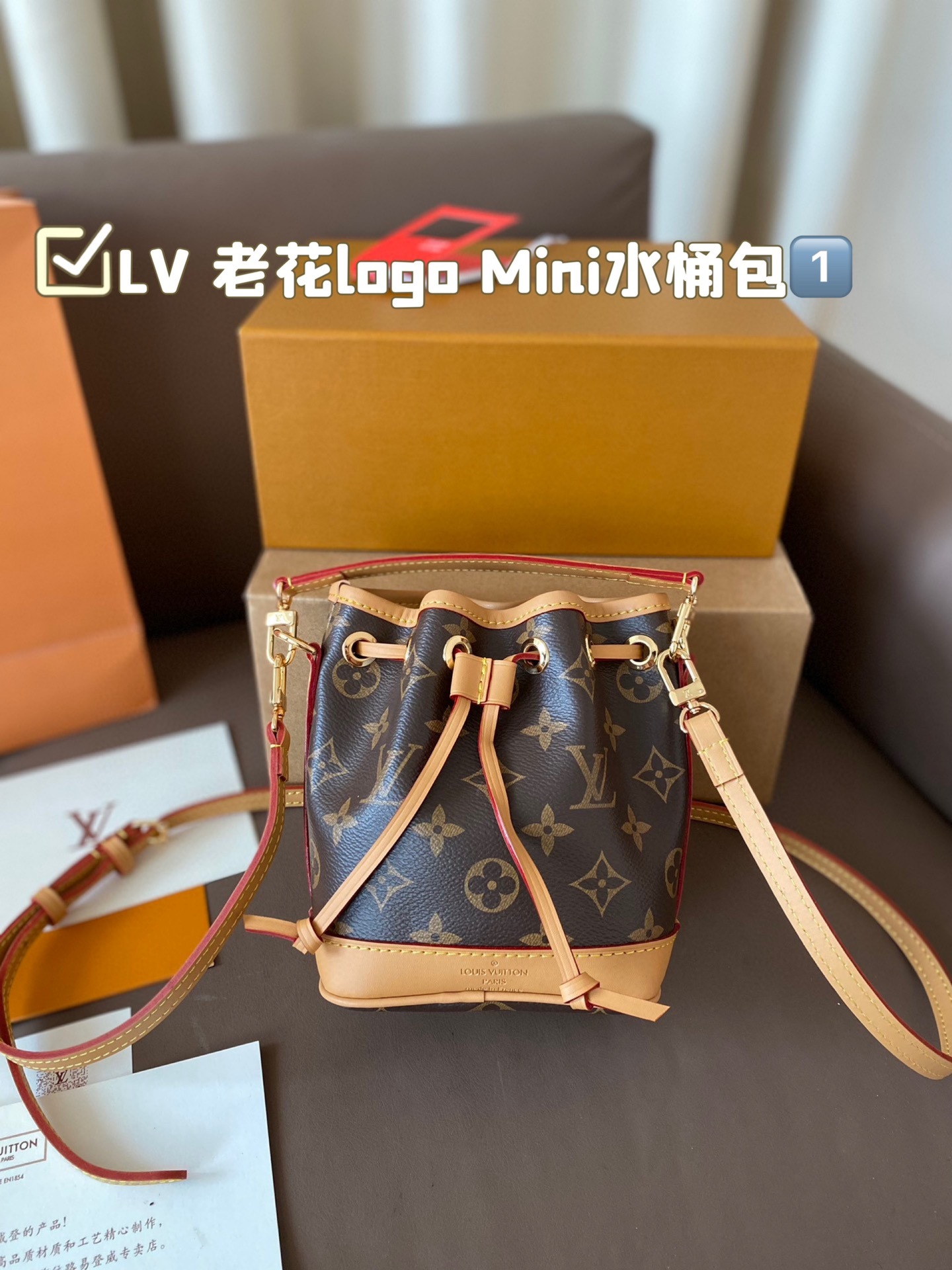 Summer new high-end women’s bag made of genuine leather with floral stripes, mini bucket bag, shoulder bag, crossbody bag, hand-held small bag-without packaging box