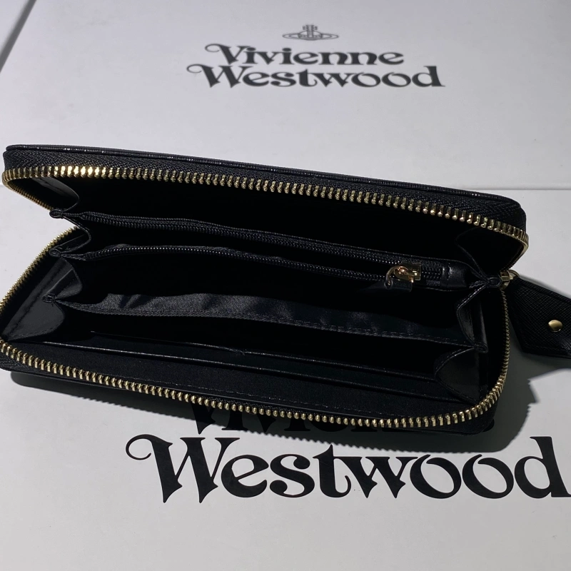 Black and gold Saffiano long zip wallet-box