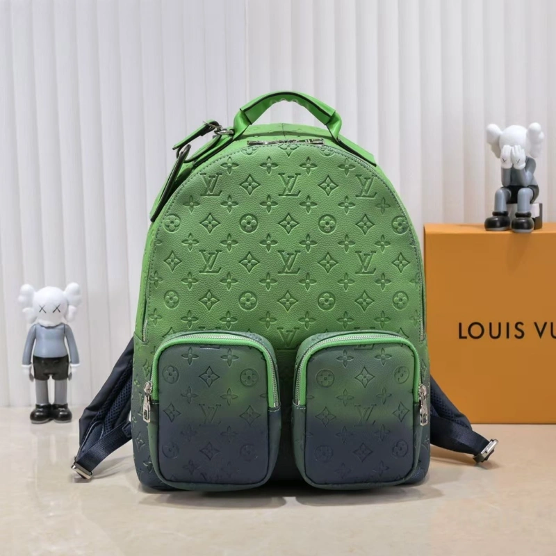 The leather backpack is without a box