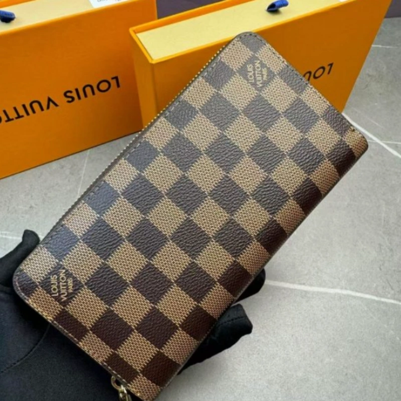New Women’s Bag, Old Flower Zipper Wallet, Genuine Leather, Men’s and Women’s Long Handbag-comes with gift box