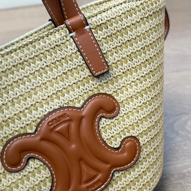 Woven Raffia Arch Basket Bag-no box