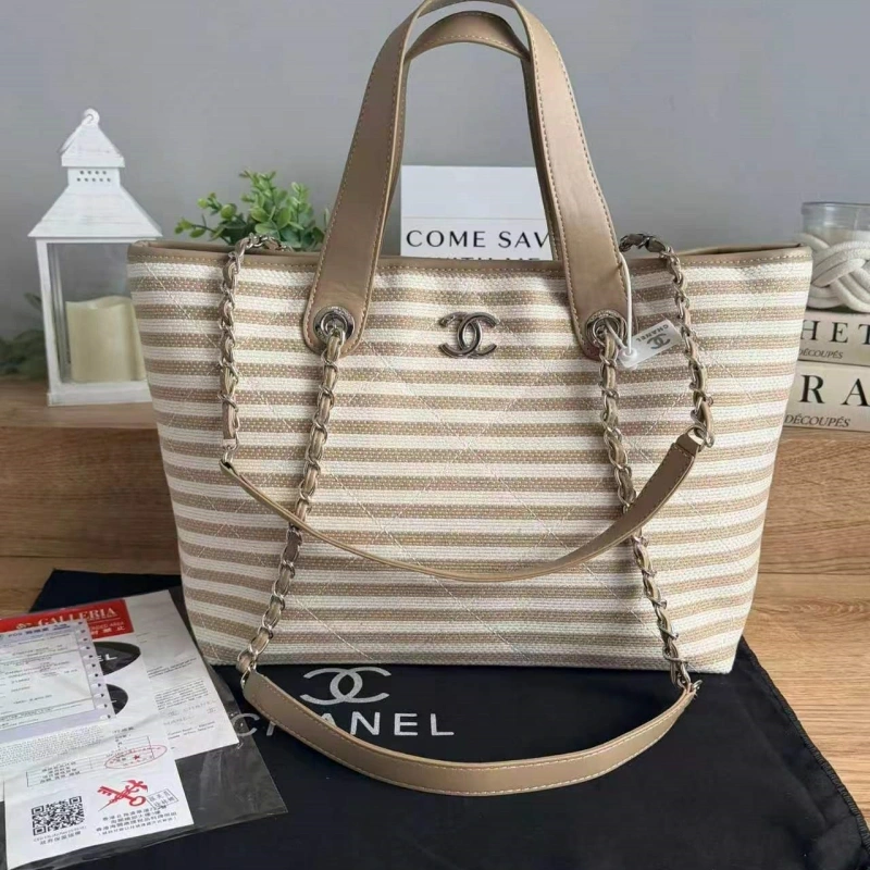 Woven striped beach bag- no box