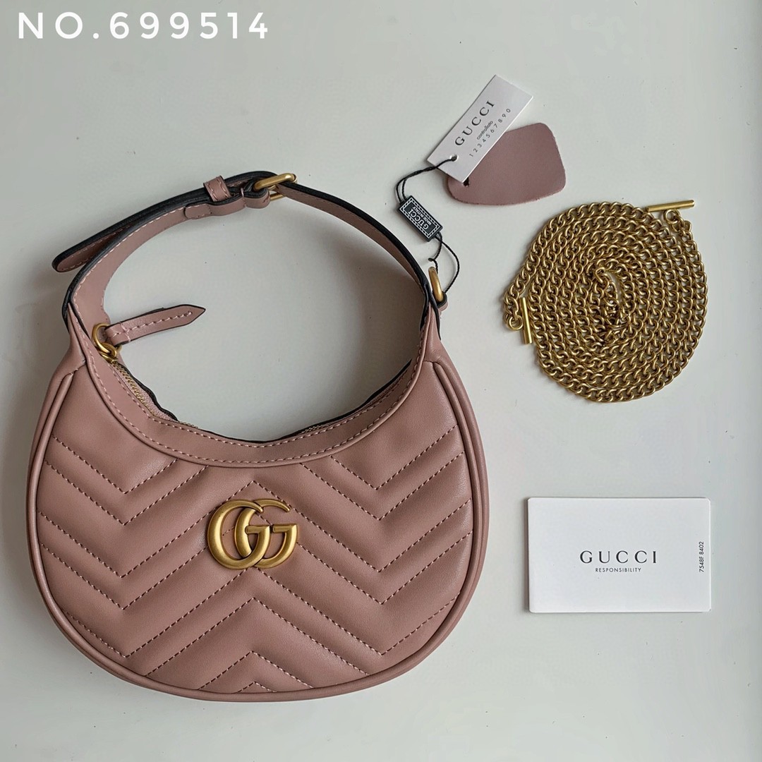 New leather half moon armpit bag, high-end single shoulder hand-held crossbody chain crescent bag-comes with gift box