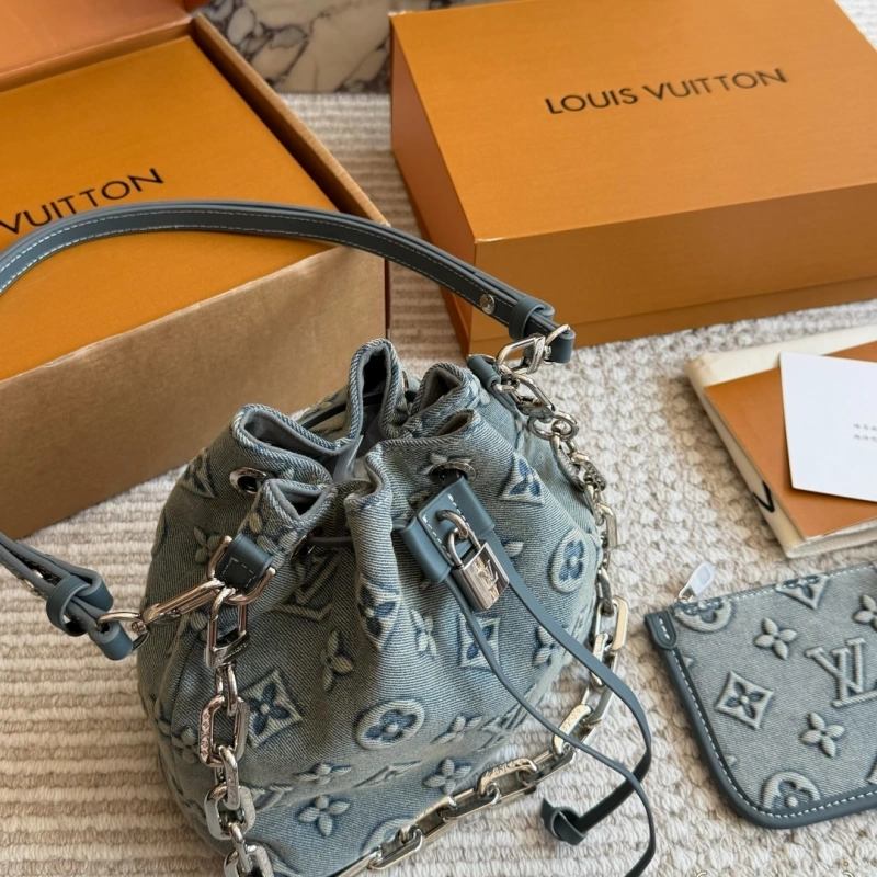 Embossed Denim Bucket Bag-box