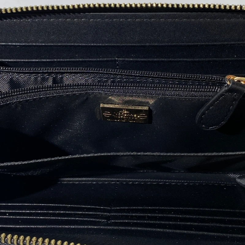 Black and gold Saffiano long zip wallet-box
