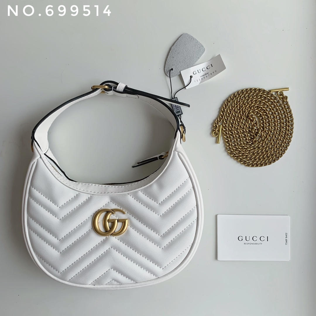 New leather half moon armpit bag, high-end single shoulder hand-held crossbody chain crescent bag-comes with gift box
