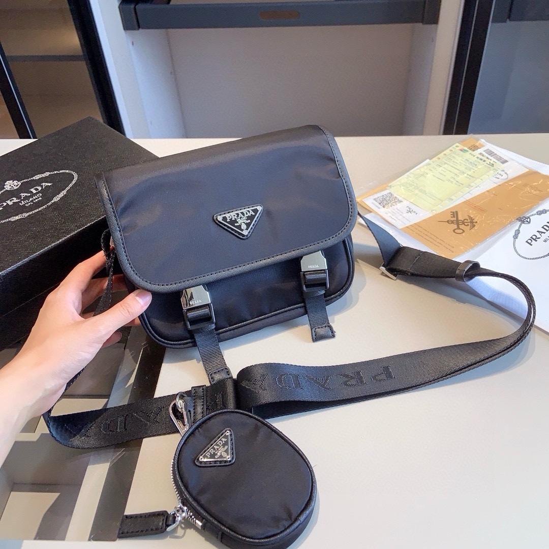 Prada’s new three in one crossbody bag with coin purse pendant, unisex (with gift box)