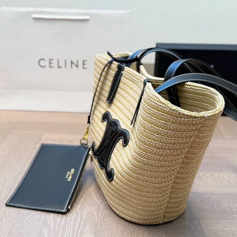 Woven Raffia Arch Basket Bag-no box