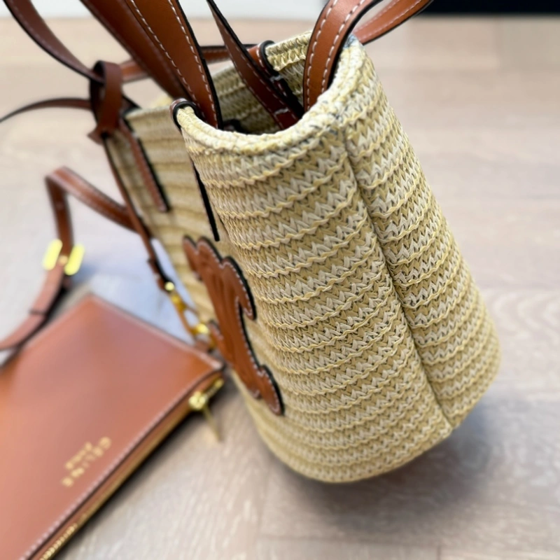 Woven Raffia Arch Basket Bag-no box