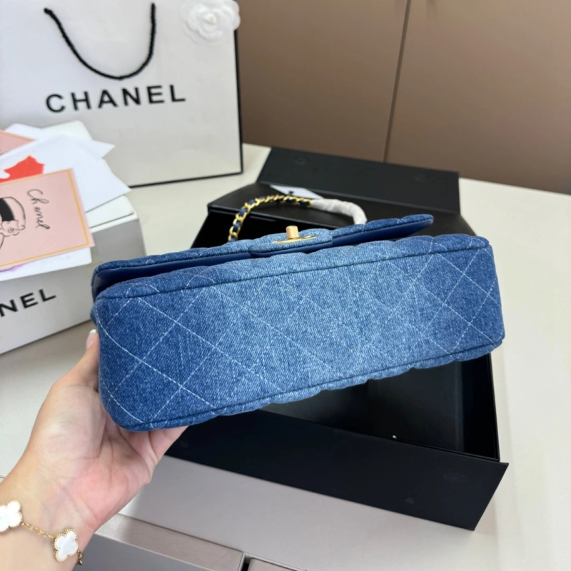 Classic Denim Chain Flap Bag-box
