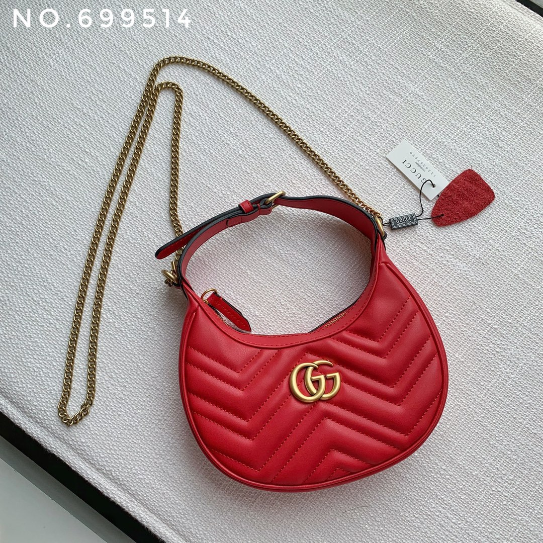 New leather half moon armpit bag, high-end single shoulder hand-held crossbody chain crescent bag-comes with gift box