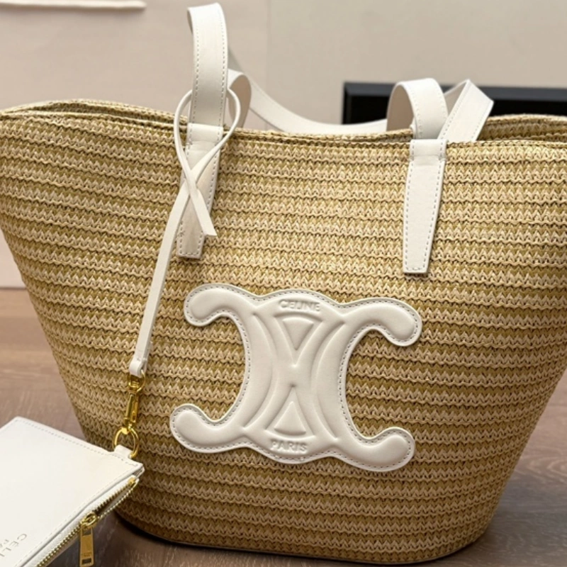Woven Raffia Arch Basket Bag-no box