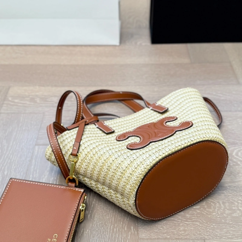 Woven Raffia Arch Basket Bag-no box