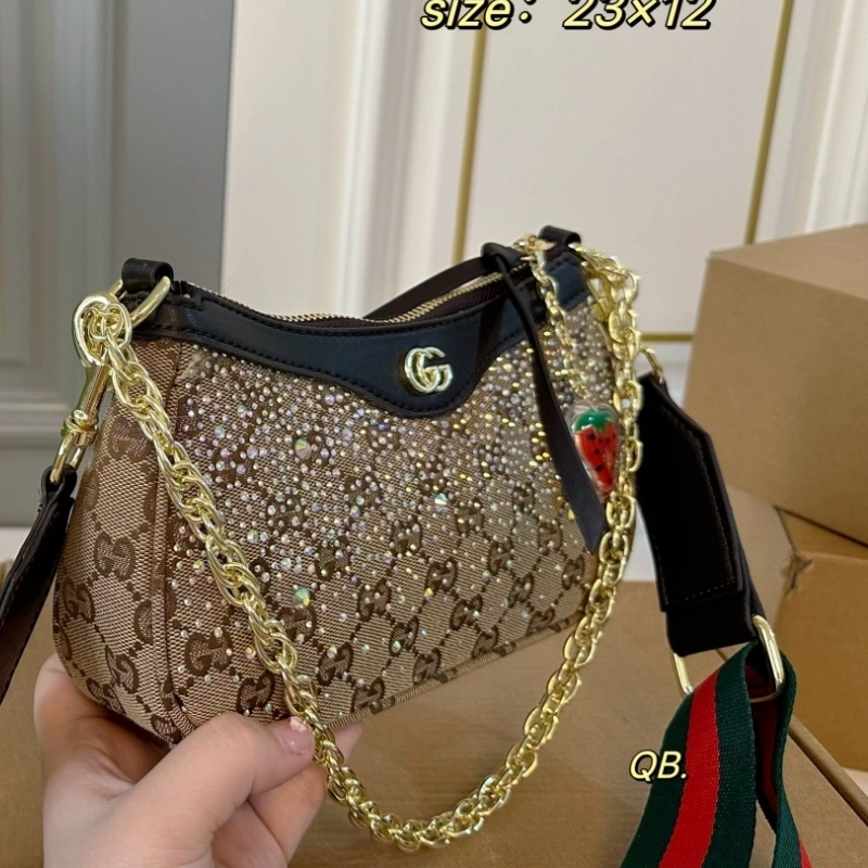 Rhinestone Mahjong Chain Armpit Bag-box