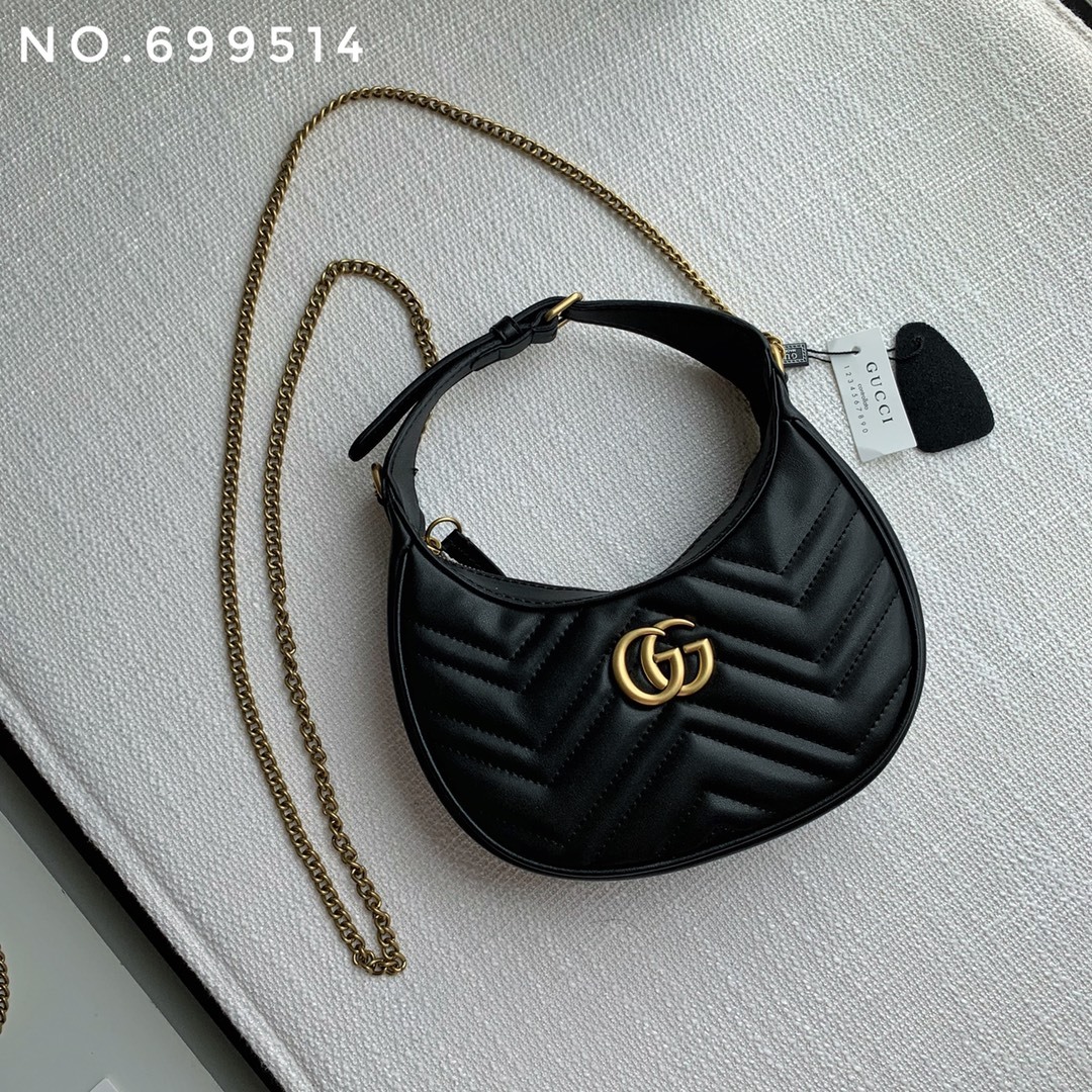 New leather half moon armpit bag, high-end single shoulder hand-held crossbody chain crescent bag-comes with gift box