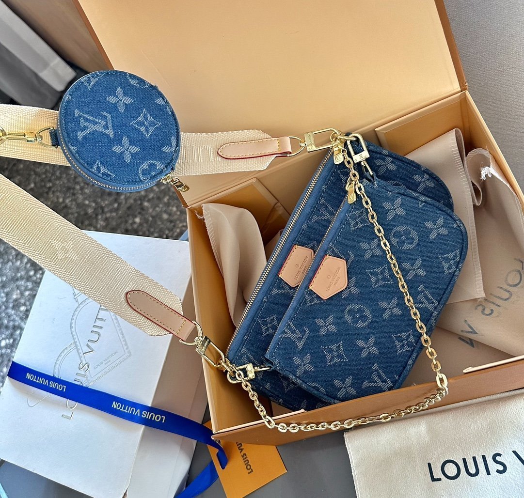 LV three in one pocket mahjong bag, retro style single room crossbody bag (with gift box)