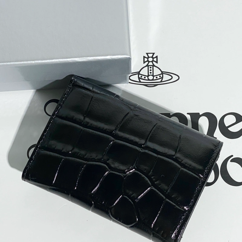 Black crocodile pattern triangle wallet-box
