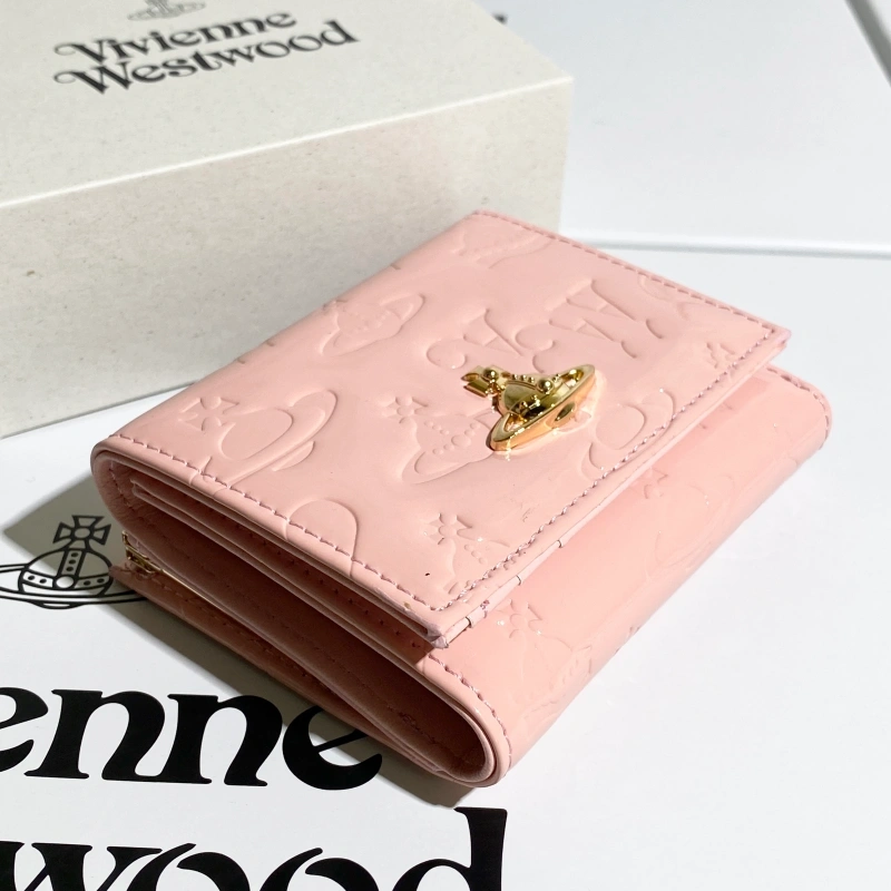 Pink patent leather embossed wallet-box