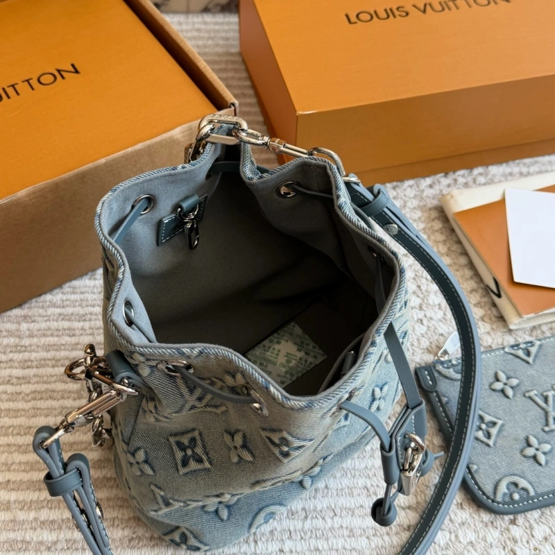 Embossed Denim Bucket Bag-box