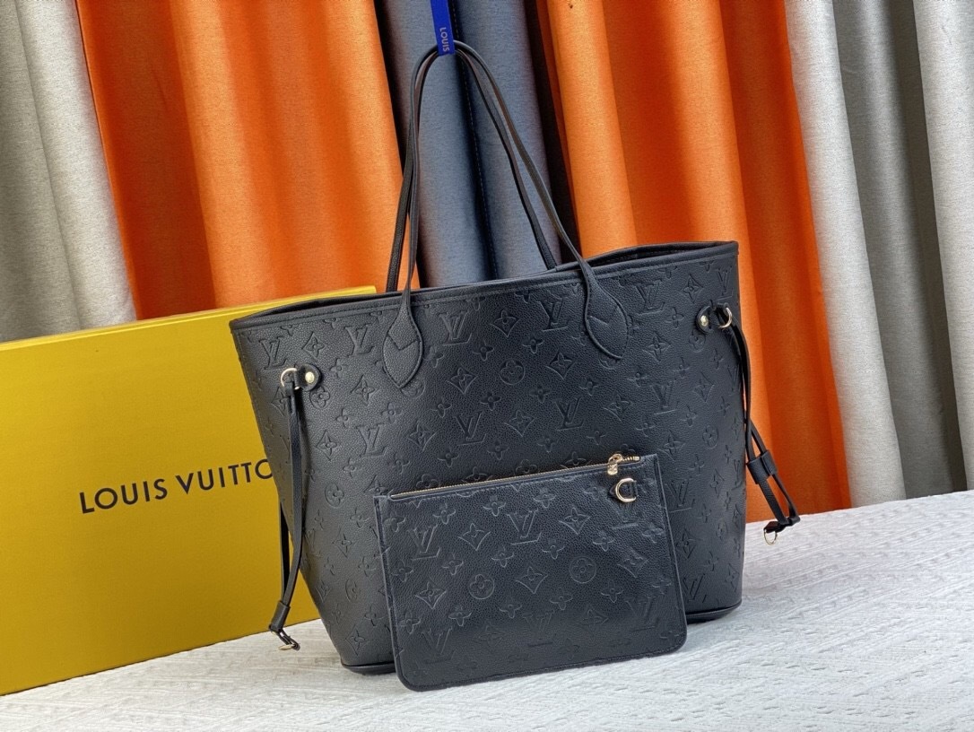 Lv-Top layer cowhide embossed fashion large-capacity bag women’s bag high-end versatile commuter bag one-shoulder underarm tote bag-without packaging box