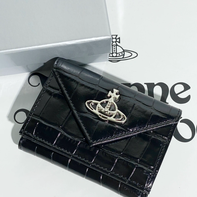 Black crocodile pattern triangle wallet-box