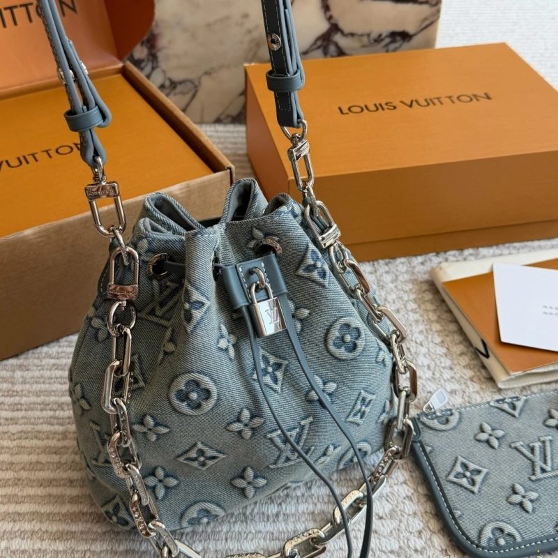 Embossed Denim Bucket Bag-box