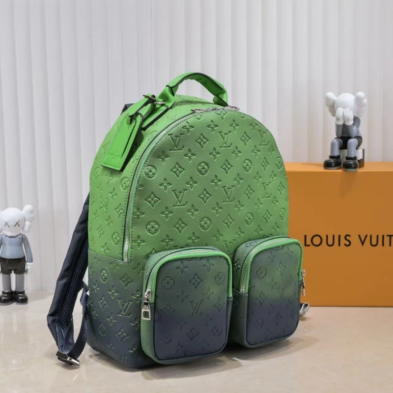 The leather backpack is without a box