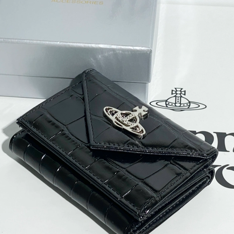 Black crocodile pattern triangle wallet-box