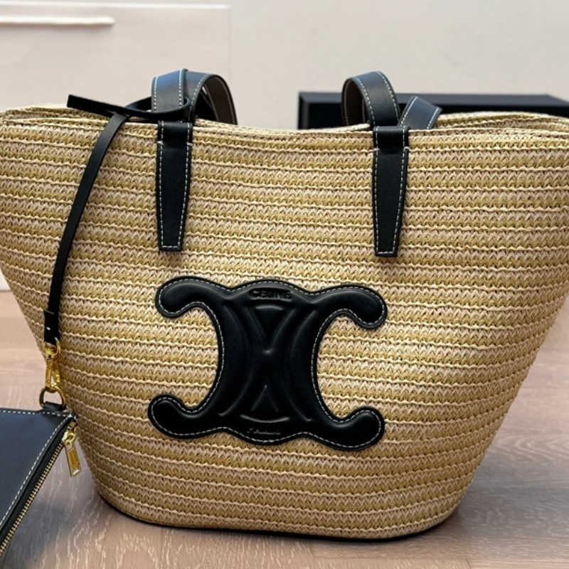 Woven Raffia Arch Basket Bag-no box