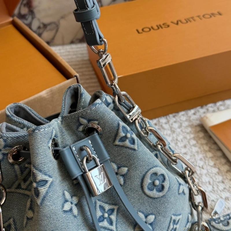 Embossed Denim Bucket Bag-box