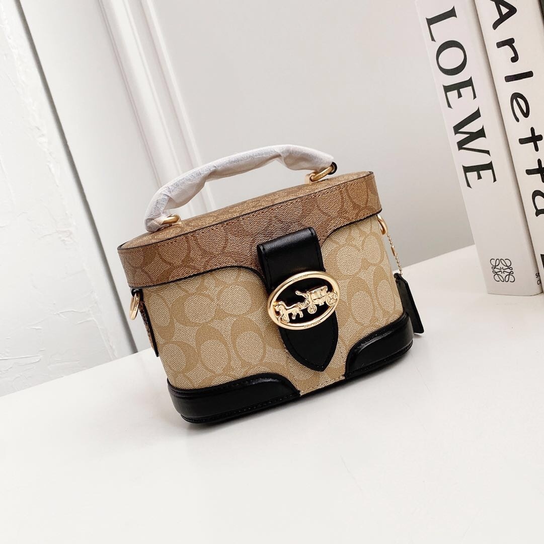 Women’s bag, Kay box bag, Georgie vintage makeup bag, carriage buckle, single shoulder crossbody handbag-without packaging box