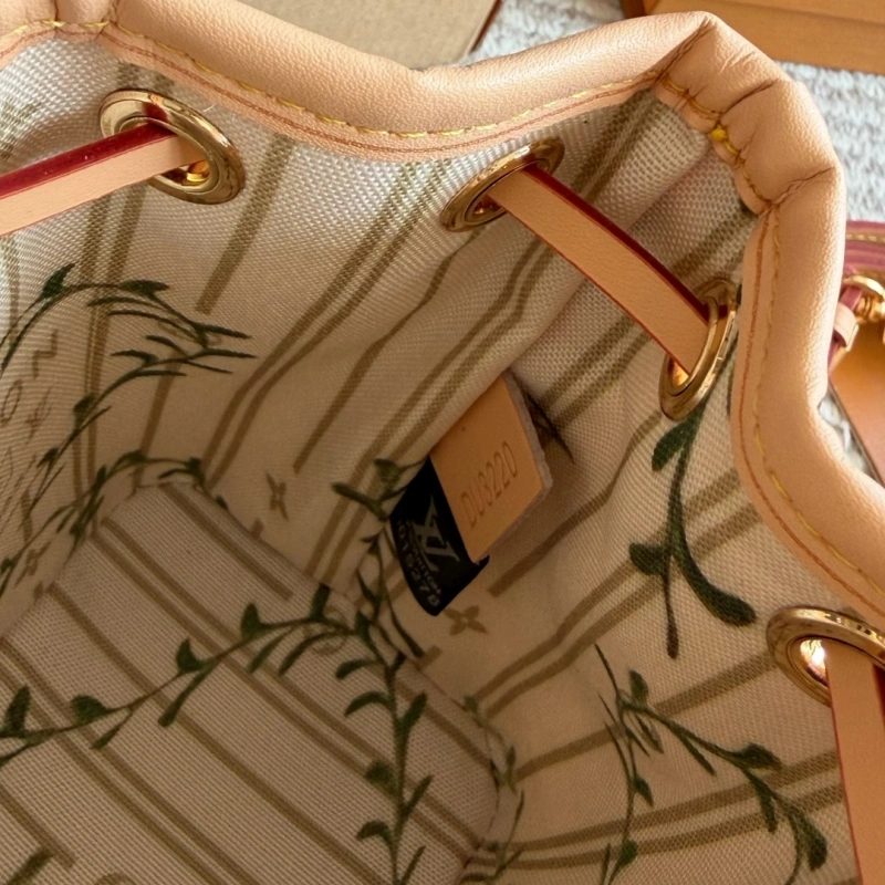 Pink and White Striped Mini Bucket Bag-box