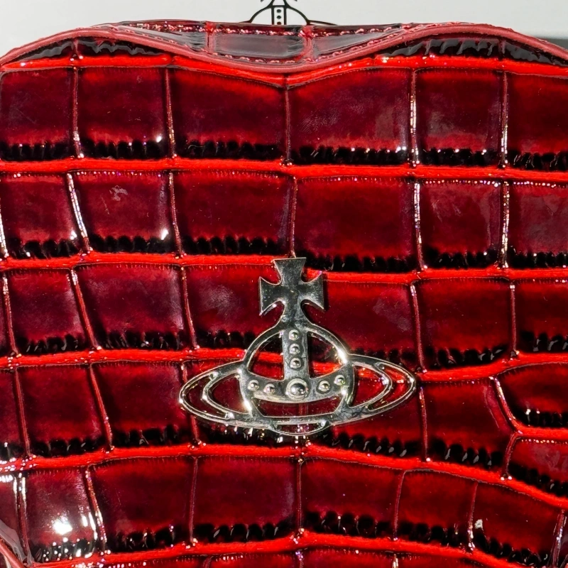 Burgundy large heart plaid bag-box