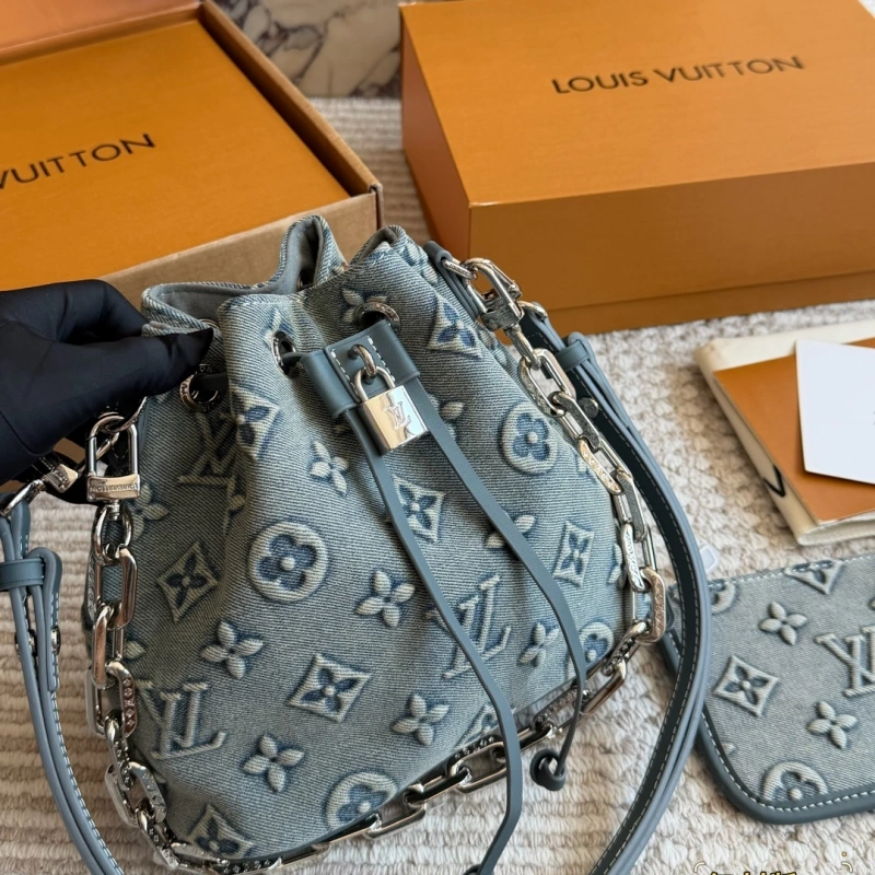 Embossed Denim Bucket Bag-box