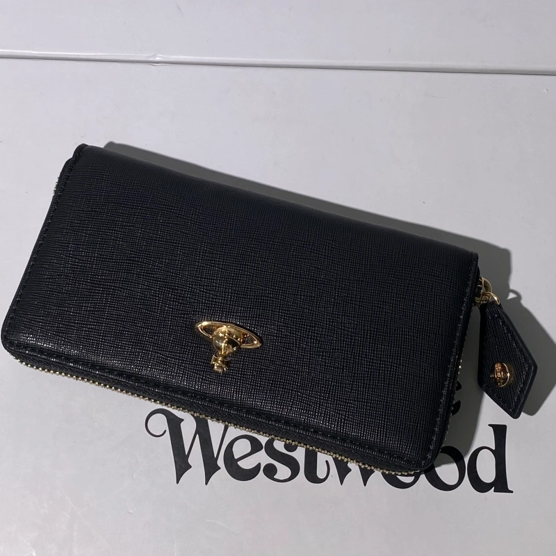 Black and gold Saffiano long zip wallet-box