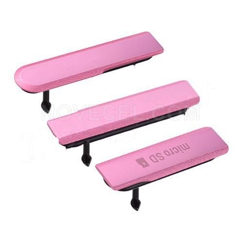 Card Slot Cover and USB Cover for Sony Xperia Z1 Compact D5503(3 pcs/set)-Pink