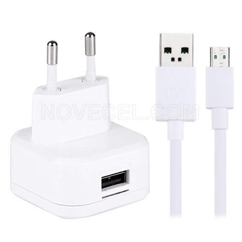 1-Port High Compatibility USB Charger with Original OPPO Fast Charging Micro USB Cable for OPPO R9 Plus / R7 Plus / N3 / R5 / U3 / R7S Phone, EU Plug&