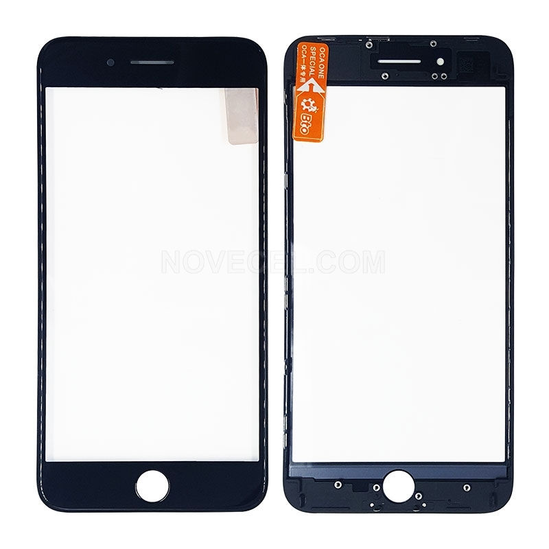 （Super High Quality） Front Glass with Frame and OCA for iPhone 8 Plus - Black