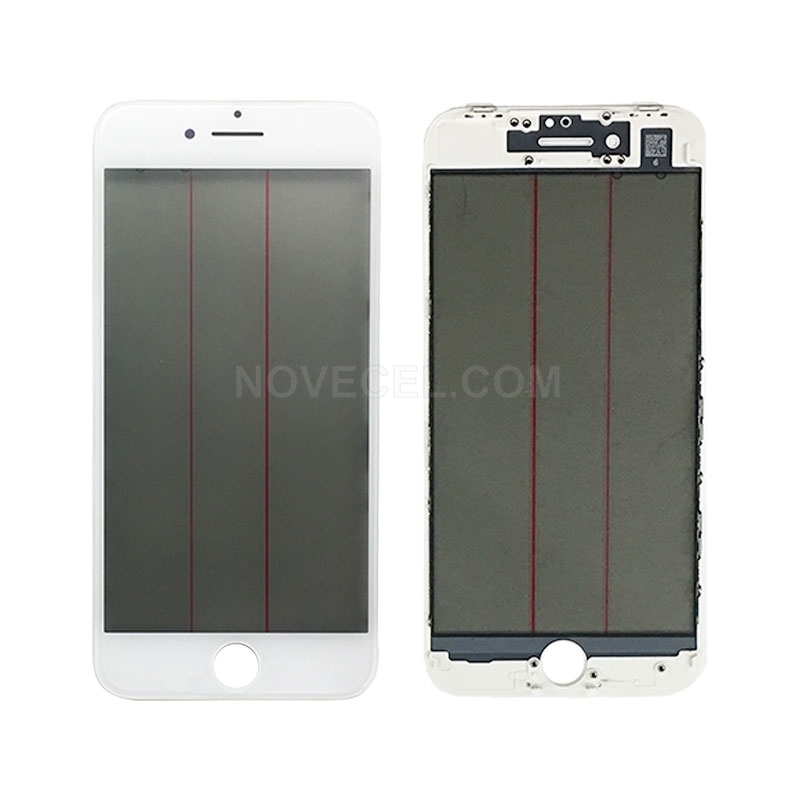 (Super High Quality)Front Glass with Frame and OCA and Polarizer for iPhone 8- White
