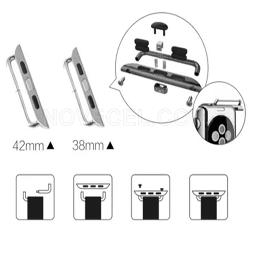 Band Strap Connector Adapter Kit and Screwdriver for Apple Watch Series 1/ 2/ 3 38mm-Black