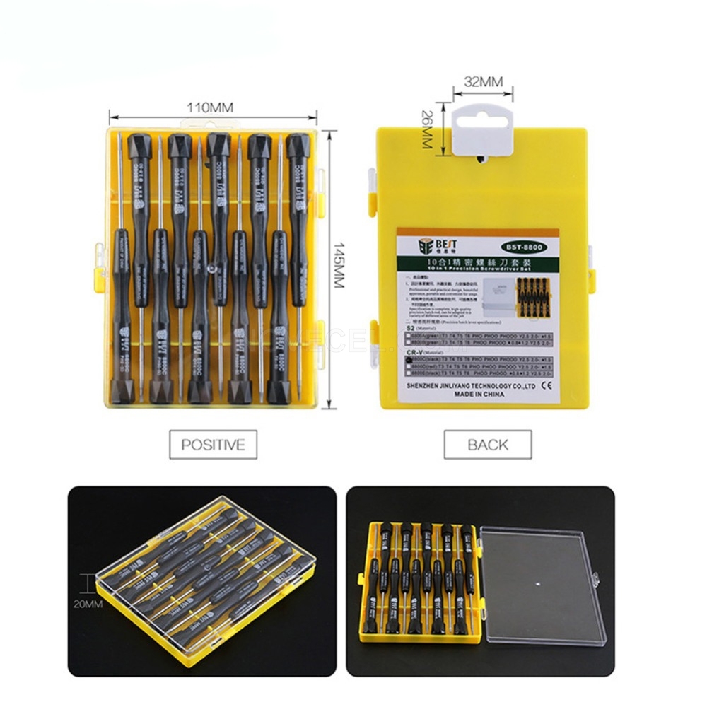 BEST 10 in 1 Screwdriver Set T3 T4 T5 T6 P2 P5 PH00 PH000 Y2.5 Flat 2.0 Mobile Phone Laptop PC Opening Repair Tools Kit